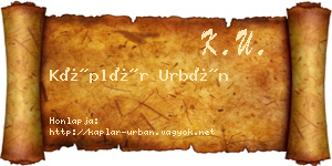 Káplár Urbán névjegykártya